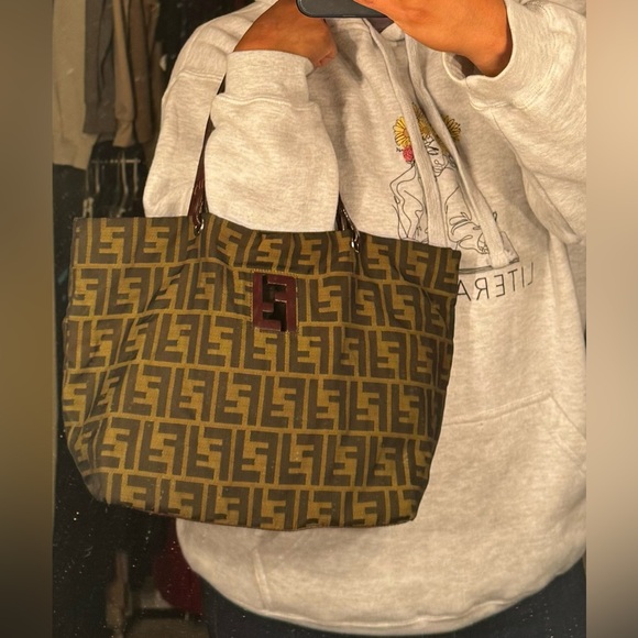 FENDI Zucca Canvas Tote Bag Brown Black Auth bs15988 - Picture 16 of 16